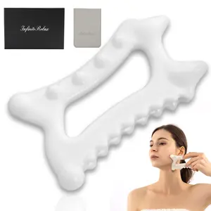InfiniteRelax Ceramic Gua Sha Massage Tool for Face & Body Care, Dual Row of Massage, Comfortable for Women & Men, Korean Gua Sha Facial Tools