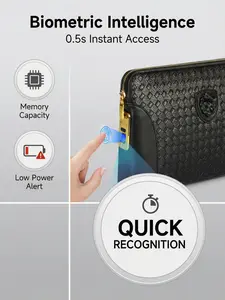 Luxury Leather Business Bag, Quick Unlock in 0.5 Seconds, Large Capacity Smart Fingerprint Security, Men's Handheld Briefcase