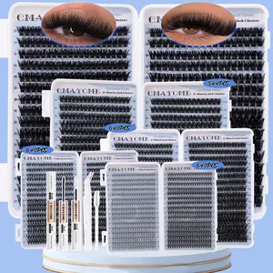 640/608/544 Clusters Thick Individual Lash Kit, 10D-150D Mix Density, w/ Glue & Tools, 12-18mm Mix Lengths, Dramatic, Eye-Enhancing, Natural Curl, DIY Lash, For Daily, Outdoor, Dates, Festivals, Spring Fest Stock-Up