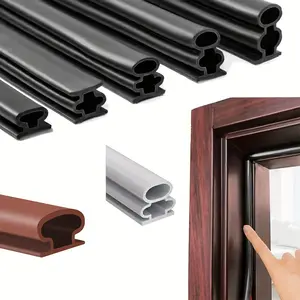 Door sealing strips, self-adhesive windproof door curtains, large-sized heat insulation gaps suitable, easy to cut (brown)