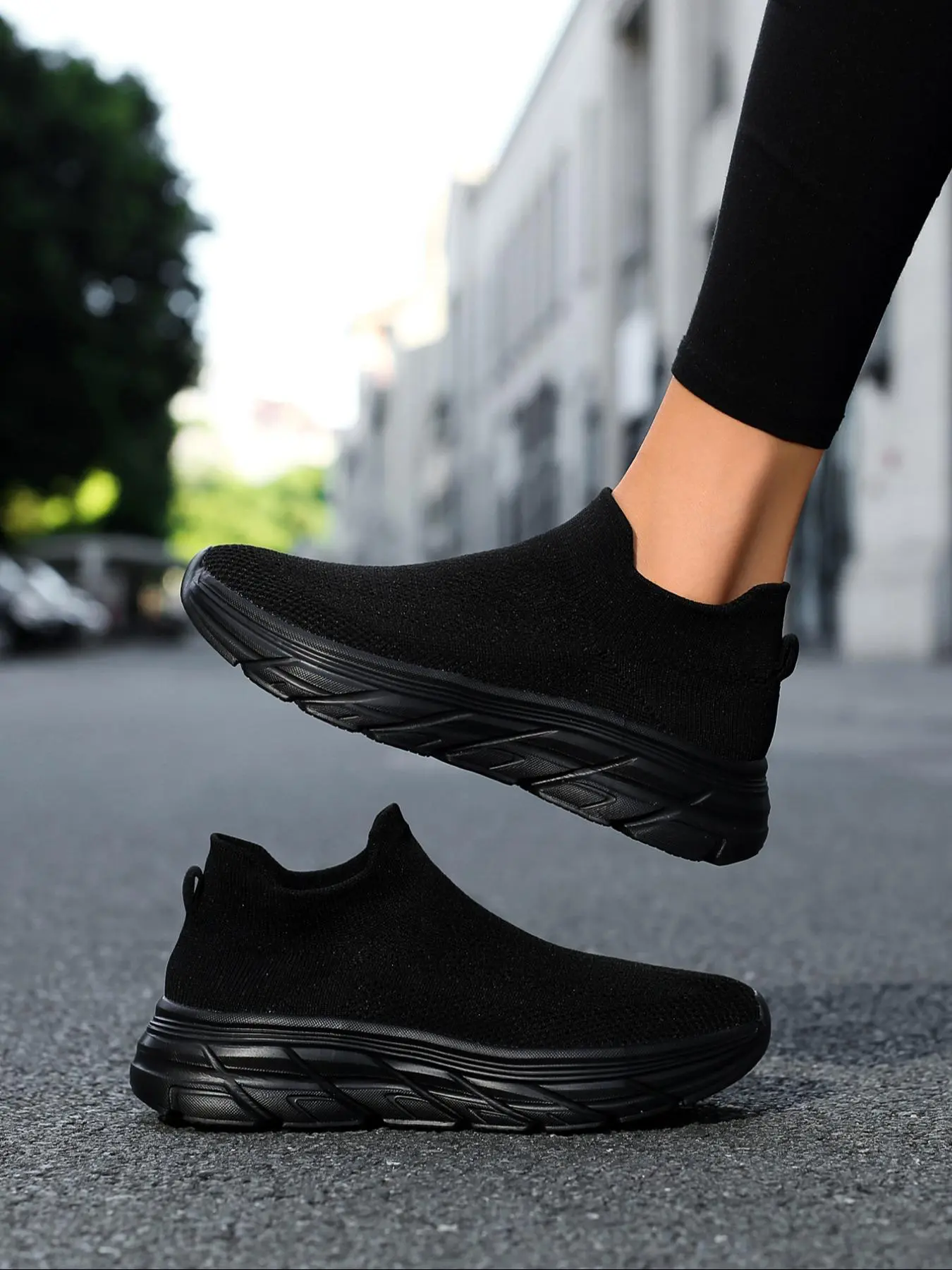 Women's Solid Color Slip on Mesh Breathable Sneakers, Knitted Running Shoes, Casual Comfortable Sports Running Shoes, Casual Jogging Shoes, Casual Runner Shoes, All-match Basic Shoes for Daily Wear