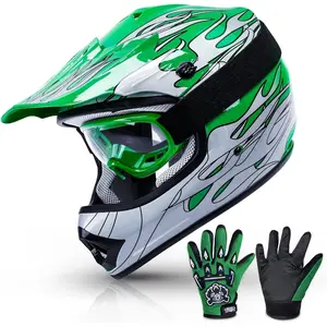 Youth Dirt Bike Helmet Youth Motocross Helmet Full Face ATV Four Wheeler Motorcycle BMX Helmet for Boys Girls, Off-Road Protective Gear with Goggles Gloves New