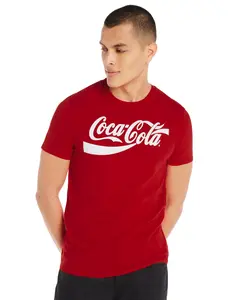 Coca-Cola T-Shirt Men's Coke Logo Short Sleeve Graphic Top