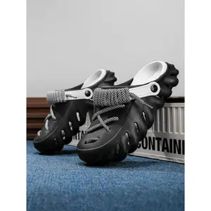 Unisex Sporty Plain Color Slides – Trendy All-Match Non-Slip Clogs, Comfy Casual Slippers for Beach, Home & Street, Footwear, Walking Shoes Boy Flipflop Black