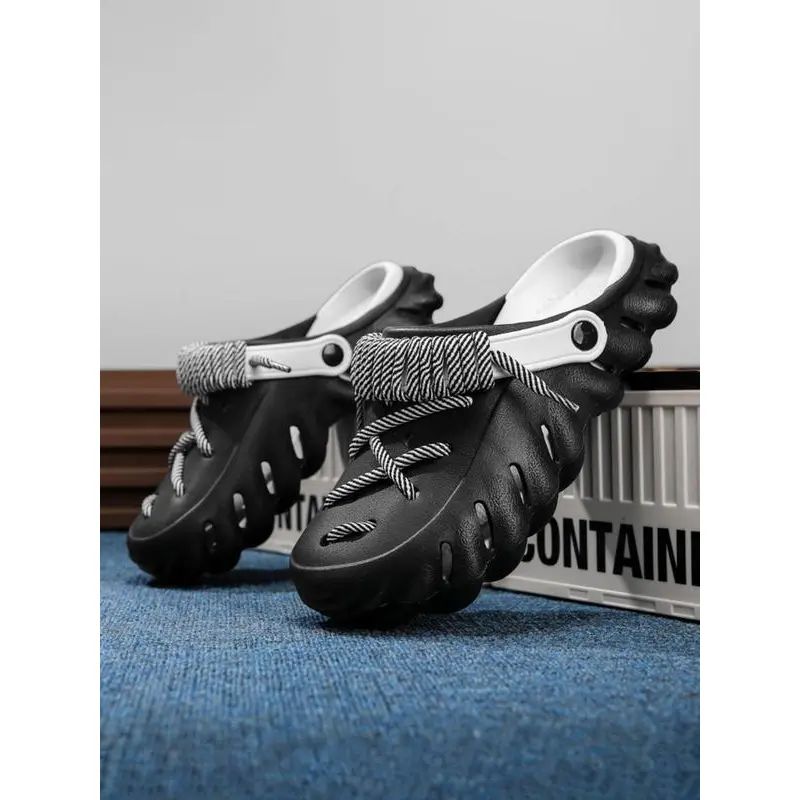 Unisex Sporty Plain Color Flat Slippers - Non-Slip Clogs, Comfy Casual Slippers, Beach & Home Footwear, Black Walking Flipflops, Flat Slipper