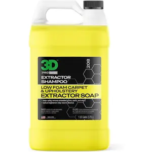 3D Extractor Carpet Cleaner Shampoo for Machine Use - Upholstery Cleaner, Stain Remover & Odor Eliminator - Low Foam, No Residue Formula 1 Gallon