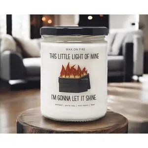 This Little Light Of Mine Dumpster Fire Funny Candle, Coworker Gift Boss Gift Friendship Gift Funny Candle