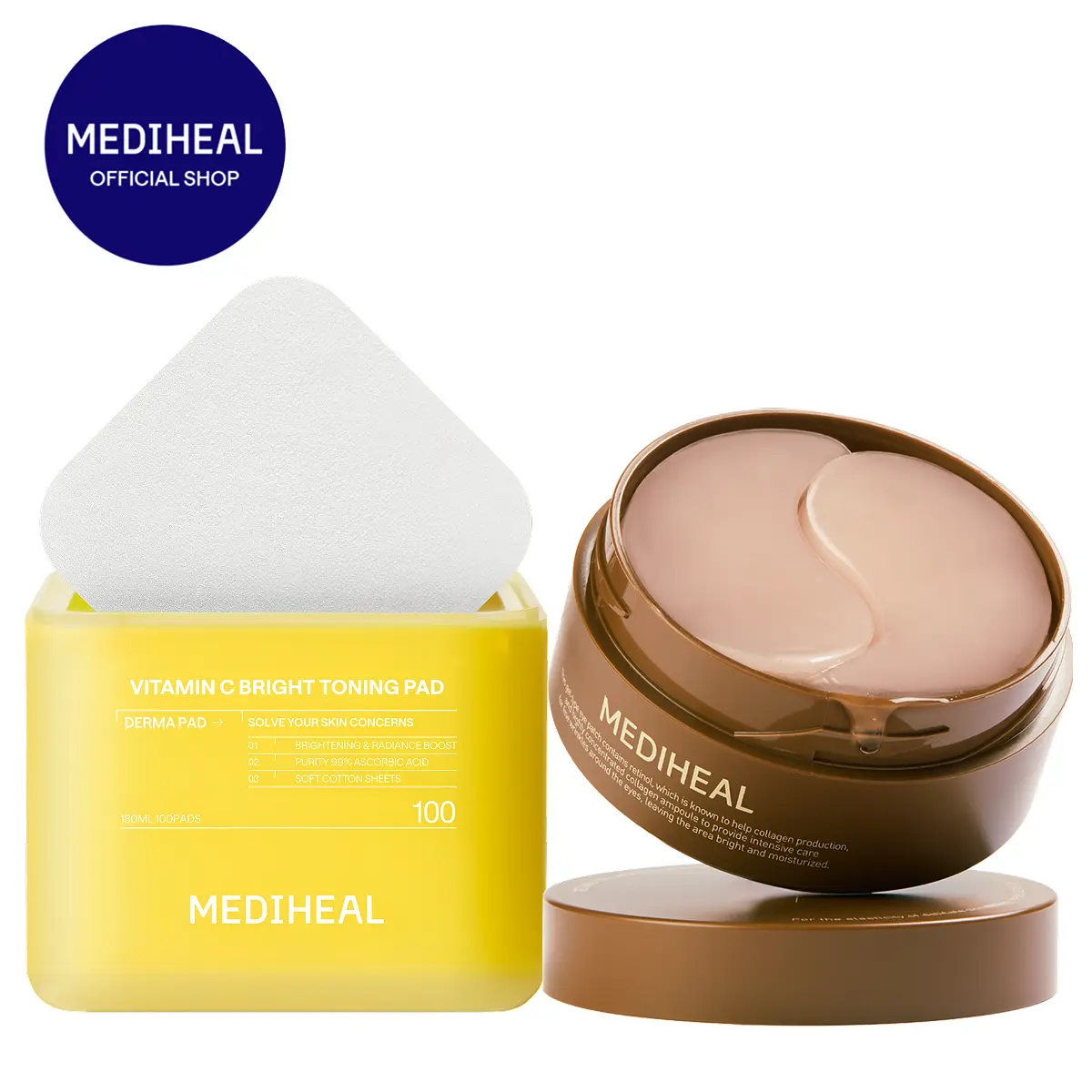 [MEDIHEAL] Dark Spot and Plumping Care Duo | Vitamin C Toning Pad + Retinol Collagen Eye Patch