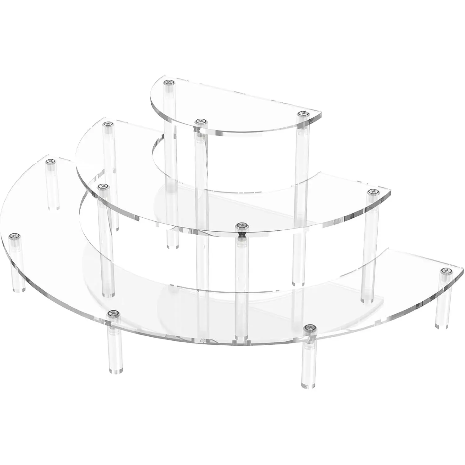 3 Tier Acrylic Display Risers, Half Moon Cupcake Stand, Clear Perfume Organizer, Dessert Stand for Display, Clear Display Stand for Food, Cupcake, Perfume, Collections
