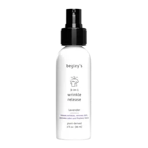 Begley's 3-in-1 Wrinkle Remover, Quick Fix Wrinkle Release, Static Cling Remover, Odor Eliminator and Fabric Refresher Spray - USDA Certified Biobased - Lavender