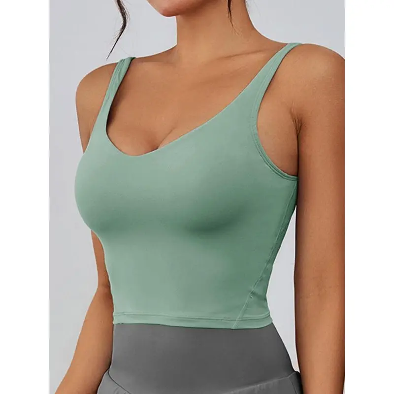 Women's Solid Sports Bra Wide Strap Sporty Lingerie Top for Tennis Pickleball Running Yoga Gym Indoor Athletic Wear High Support Breathable Workout Bra