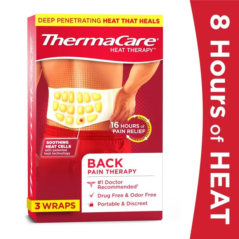ThermaCare Lower Back & Hip Pain Relief Heat Wraps Large Extra Large 3 Ct Air Activated Up to 16 Hours of Pain Relief Soothing Heat Therapy