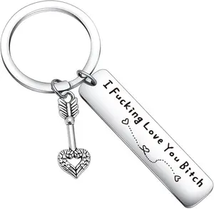 Best Friend Keychain for Women, Stainless Steel Key Chain Engrave I Fking Love You Bith Birthday Christmas Friendship Gift for Bestie Best Friends Female Bff