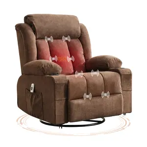 Rocking Recliner Chair for Nursery – Glider Recliner w/ 2 Cup Holder, Swivel Rocker with Upholstered Deep Seat – Comfy Single Sofa for Living Room