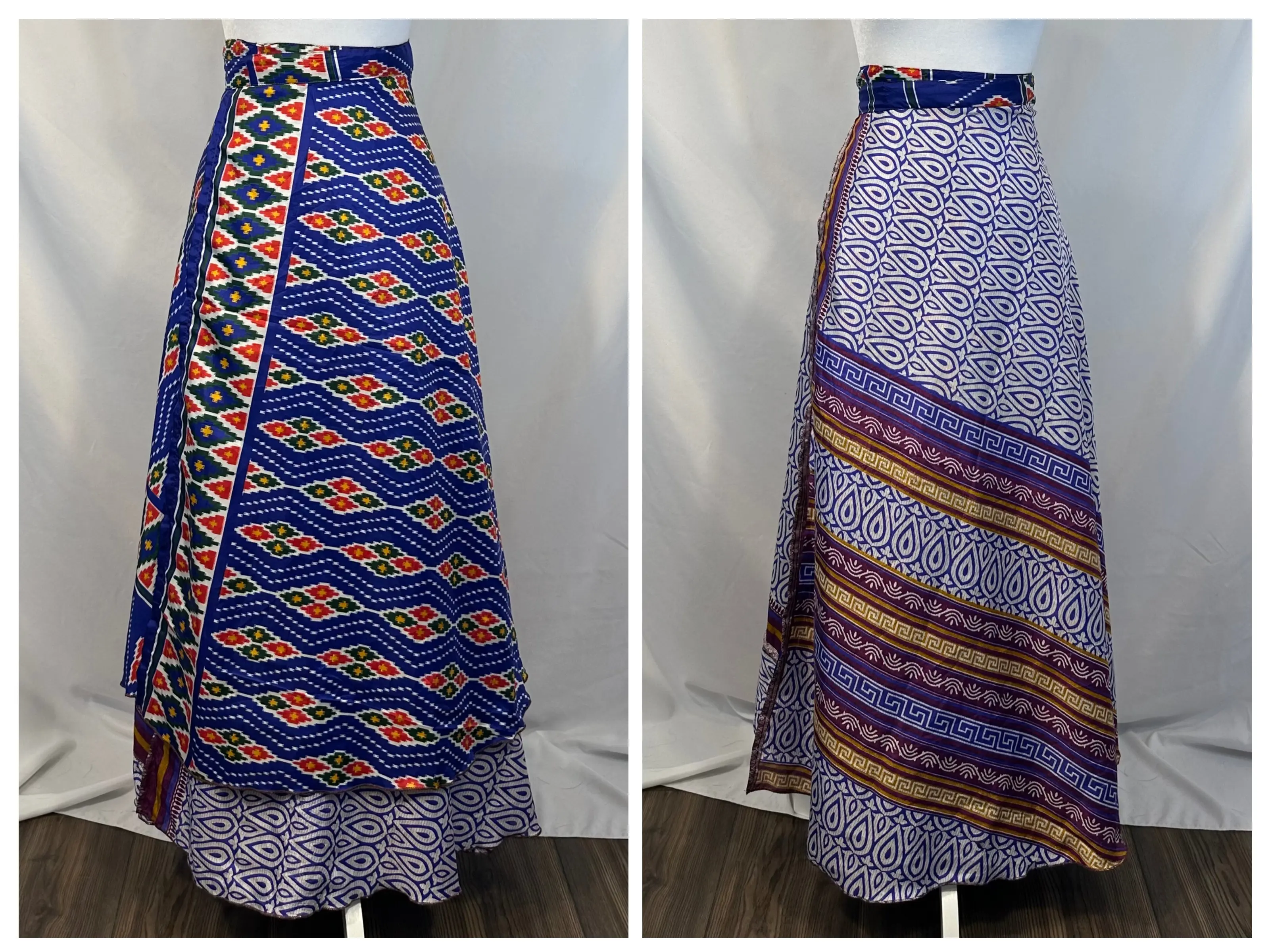 Plus Size Ankle Saree Wrap Skirt High Waist Maxi Boho Style Eco-conscious Fashion Adjustable Fit All Seasons