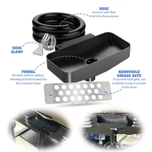 Rear Grease Drainage Funnel for Griddle, Compatible with Blackstone 36" Grill Plate, with Magnetic Grease Gate, Creative Blackstone Accessories Cup Liners Saving, Continuous Oil & Water Drain, Easy to install