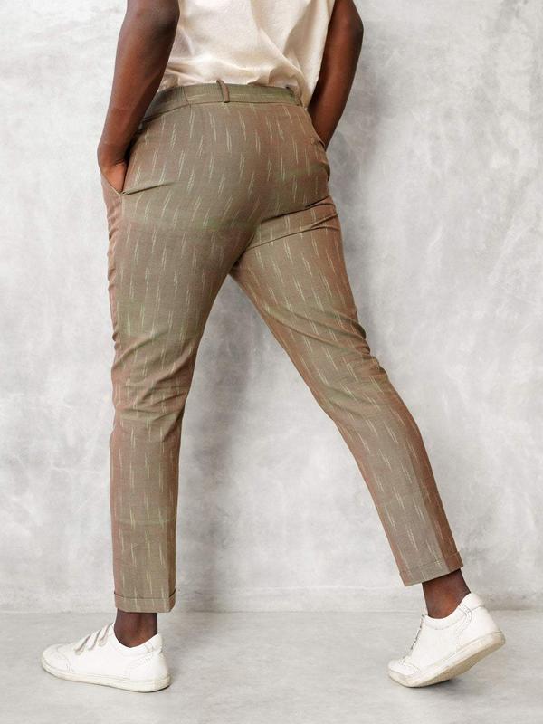 Slim Fit Handwoven Ikat Pants - Peanut Brown (Two tone) Cotton Menswear