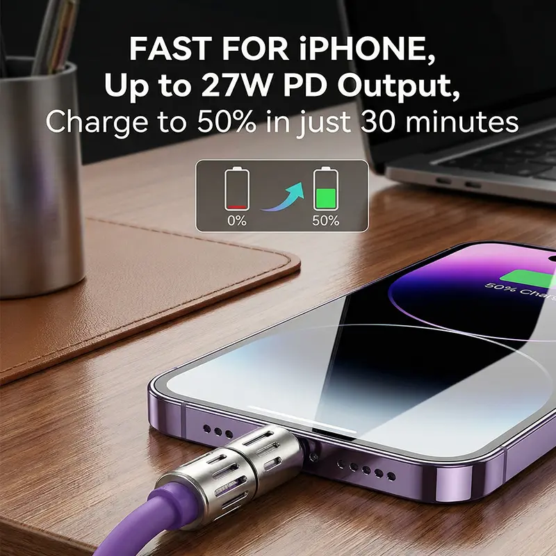 6.6FT 4-in-1 USB-C Cable, PD Fast Charging, Data Sync, EXAVON USB-A, Type-C, Lightning,  Aluminum, Compatible