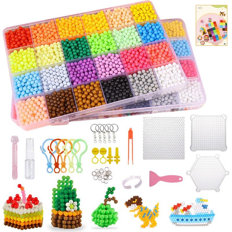 Water Spray Magic Beads DIY Craft Set For Kids, No-Iron Sticky Beads Assembly Kit, Creative Educational Toy For Intellectual Development And Hands-On Ability Training