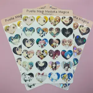 Puella Madoka Anime Heart Sticker Sheet