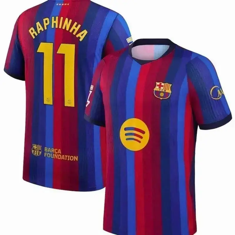 2026/27 Barcelona #11 Raphinha Player Version Soccer Jersey, Premium Match Fit Football Shirt, Unisex Sportswear, Breathable Quick Dry Fan Apparel