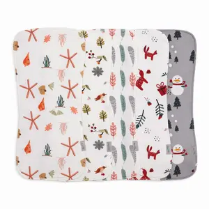 5 Pack Four-Layer Muslin Baby Burp & Feeding Cloths – Soft Absorbent Bibs & Towels for Boys & Girls, Breathable Newborn Nursing Cloths for Spit-Up & Drooling