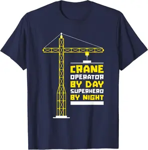 Heavy Equipment Tower Crane Operator T-shirt - Navy, Graphic Print, Casual Style, Suitable for Men & Women, Ideal Gift for Friends
