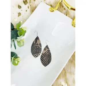Fringe Snake Skin Leather Earrings - E19-1872