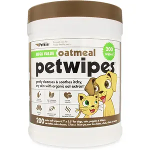 Petkin Mega Value Oatmeal Wipes (200 Count)