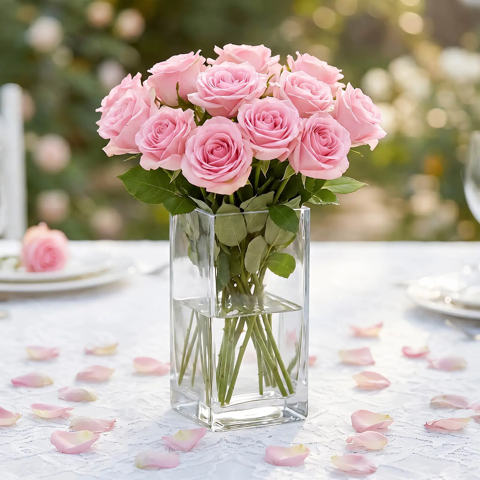 Clear Glass Vases 6 Pack Heavy Duty Square 8x4 inch for Wedding Centerpieces, Floral Arrangements, Party & Home Decor Accessories
