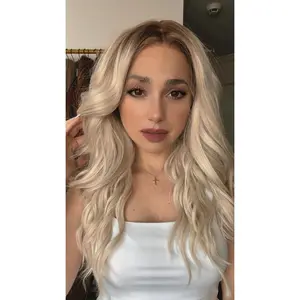 EllaRae | Elle Style Wig | Mid-Length Plantinum Blonde with Shadow Root Free Parting