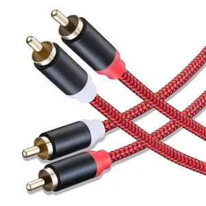 RCA  3Ft,2Rca Male to 2-Rca Male Audio Stereo Subwoofer  [Hi-Fi Sound] Nylon-Braided Auxiliary Audio Cord for  Theater, HDTV, Amplifiers, Hi-Fi Systems,Speakers and etc(3Ft/1M)