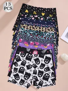 Women's Leopard Print Underwear Set, Comfortable Breathable Fitted Fashion Panties, Heart Pattern Design, Floral Print Panty, Perfect for All Seasons