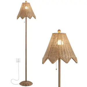 Tybee 60.5" Traditional Coastal Rattan Scalloped LED Floor Lamp Tybee 60.5" Traditional Coastal Rattan Scalloped LED Floor Lamp