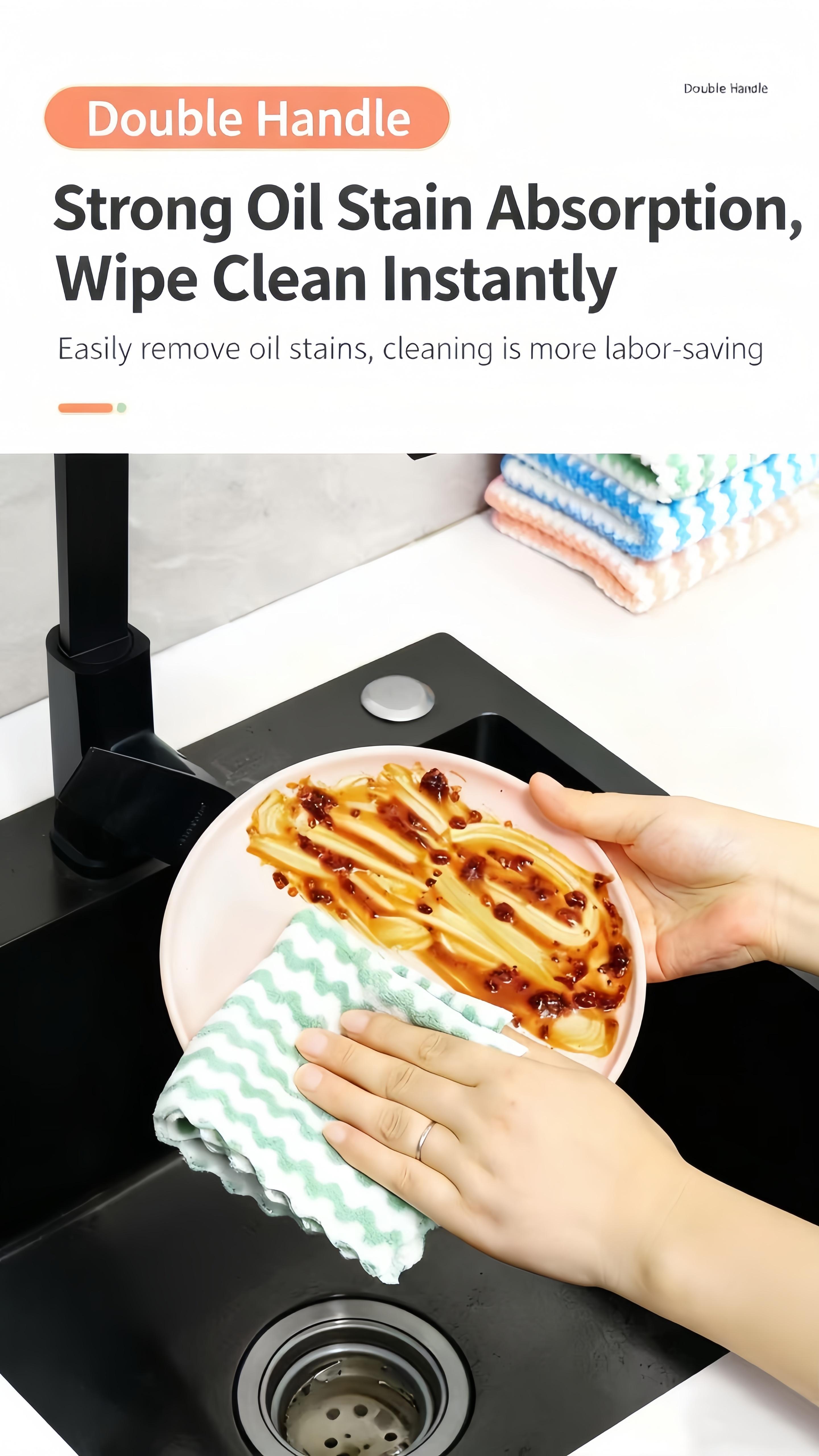 10 Pack Wavy Kitchen Towels - No Grease, Super Absorbent, Lint-Free Dish Cloths