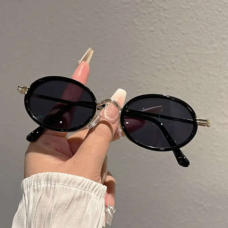Women's 1-Pc Full-Rim Light Luxury Oval Sunglasses - Polycarbonate Eyewear with Metal Temples, Minimalist Retro High-End Versatile Casual Wear Accessories for Women