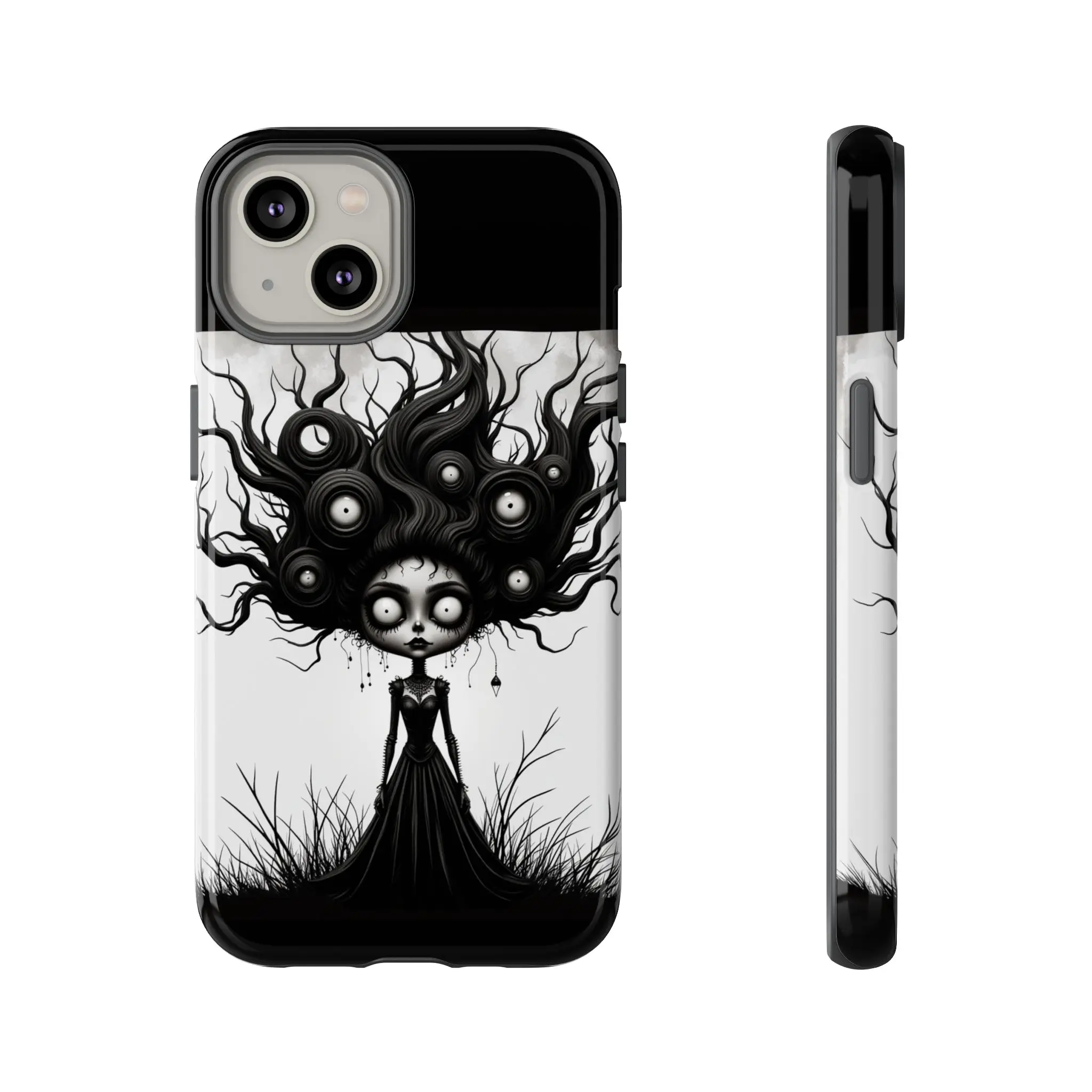 Gothic Girl with Eyeball Hair Phone Case | iPhone Protective Case