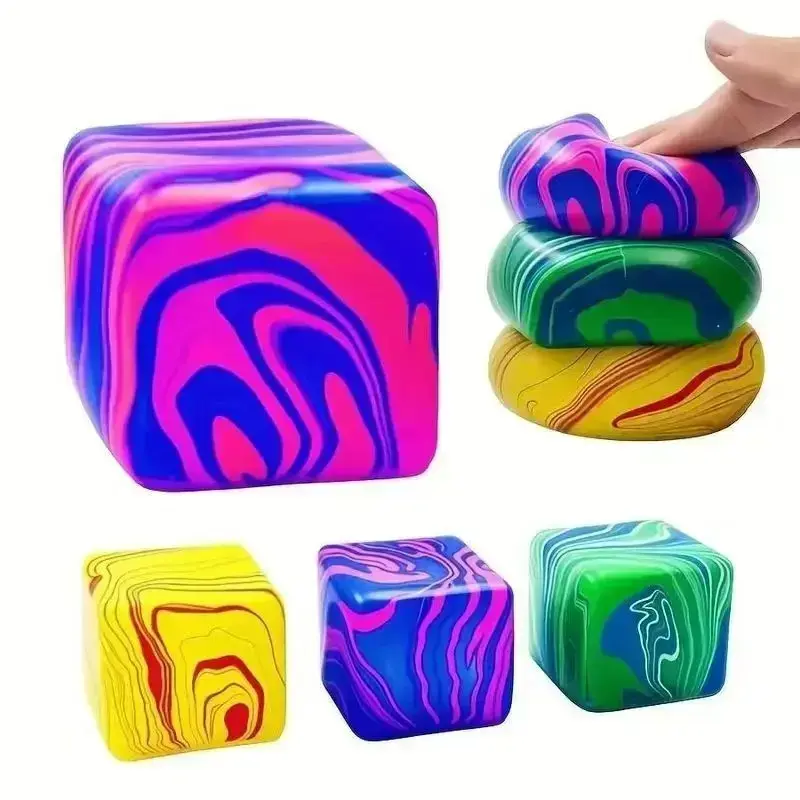 Flow Cube Squeeze Toy, Extra Large 5.5 cm，Sensory Toy for Kids & Adults, Soft Touch, Hand Exercise, Durable Tpr Material