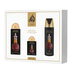 Lattafa Pride Artisan Ethnique for Unisex 3 Piece Fragrance Gift Set (3.4 Ounce, Eau de Parfum Spray + 0.65 Ounce, Eau de Parfum Spray + 6.67 Ounce, Deodorant Spray)