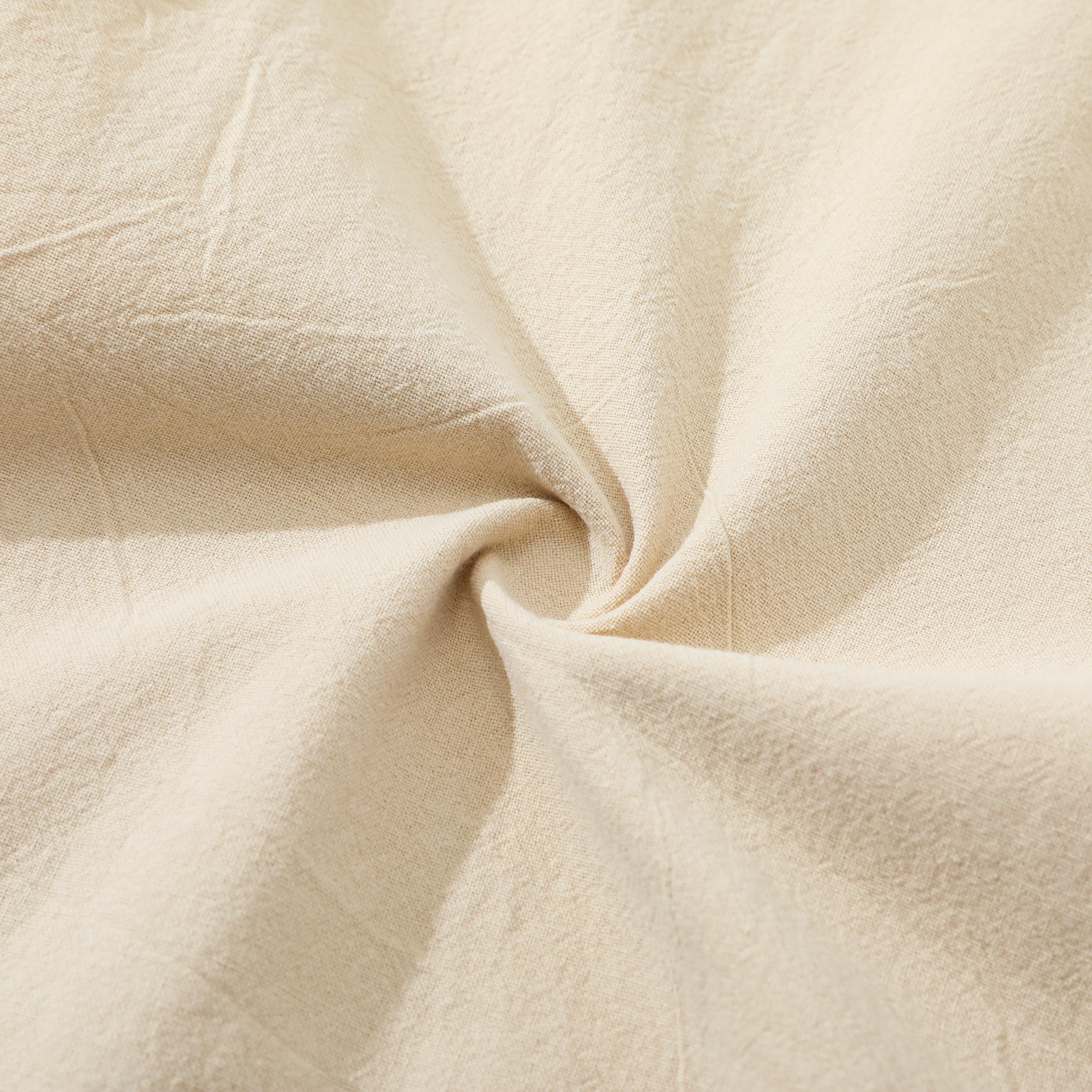 3pcs men’s wide-leg linen cotton pants, 100% cotton, elastic waist with drawstring, loose casual trousers