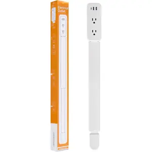 Electrical Outlet Extender Stick - Features USB-A, USB-C and 2 AC Outlets, Extends 22"-34", Rotates 180? Access Hard-to-Reach Outlets, Wall Plug Power Socket Expander Nightstands, Sofa, Desks and