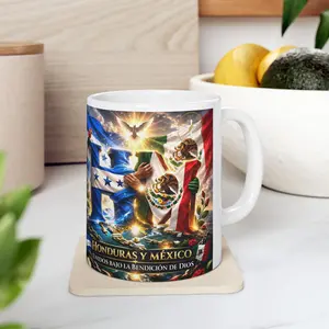 Mexico Honduras Flags Mug | Mexican and Honduran Coat of Arms Ceramic Mug