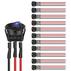 Nilight 12Pcs 12V 20A Round Toggle LED Switch With Wires