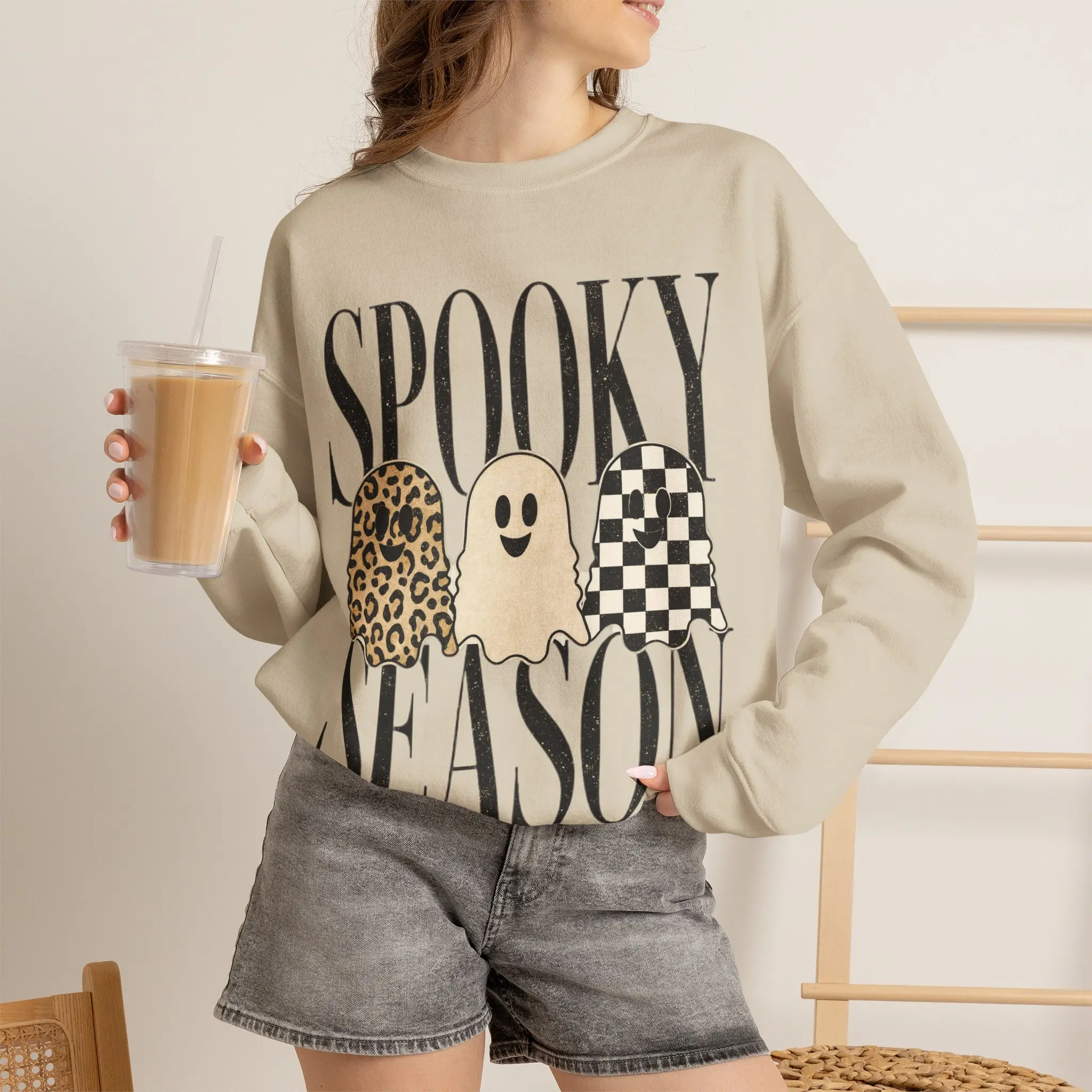 Spooky Season Gildan Sweatshirt, Trendy Women's Halloween Crewneck