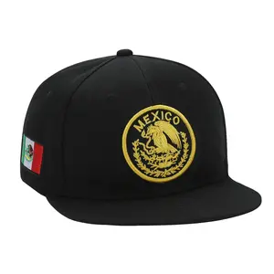 Mexico Eagle Embroidery Snapback Hat Adjustable Mexico Flag Baseball Cap Black Outdoor Activities Party