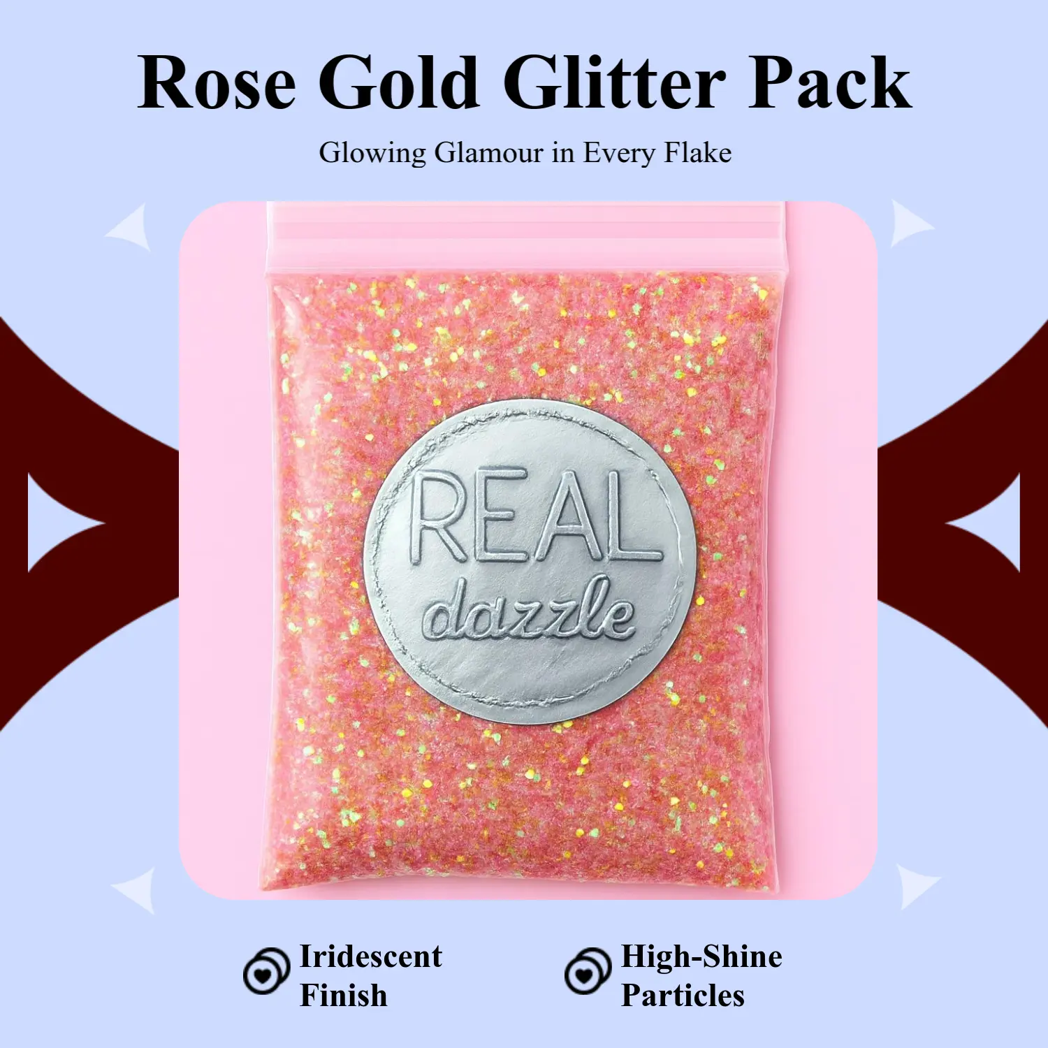 Rose Gold Iridescent Glitter, Soft Pink-Gold Fine Sparkle Nail Art Glitter Package for Beauty & Personal Care Nail Care