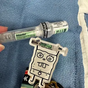 Doodle Bob Dilaudid Syringe- Nurse badge reel, RN, MD, pharmacy, healthcare, work accessory