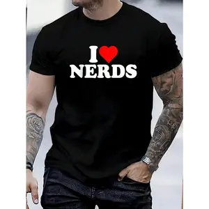 100% Cotton Nerds - I Heart Nerds - I Love Nerds T-Shirt Women's Men's Graphic Tee Crew Neck summer vacation Tops
