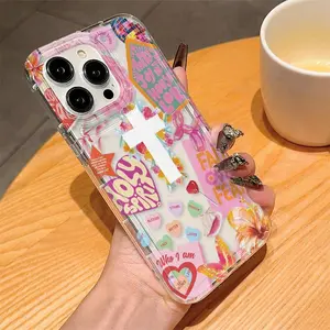 Cute Cross Pattern Phone Case Casing, Anti-drop Cellphone Protective Case, Total Protective Shockproof Mobile Phone Cover for iPhone 11 12 13 14 15 16 Pro Max