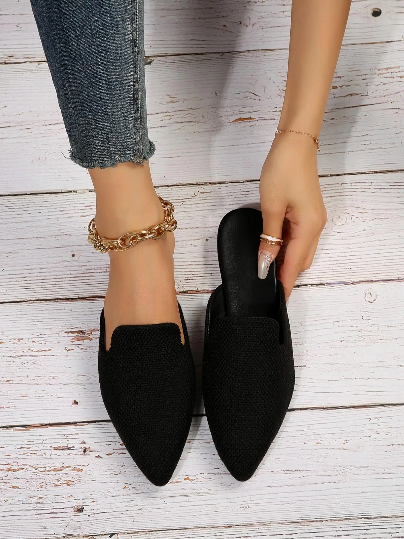 Women's Stylish Elegant Plain Color Slip on Walking Shoes, Soft Casual Comfortable Breathable Pointed Toe Design Flat Shoes, Girl Fashionable Walking